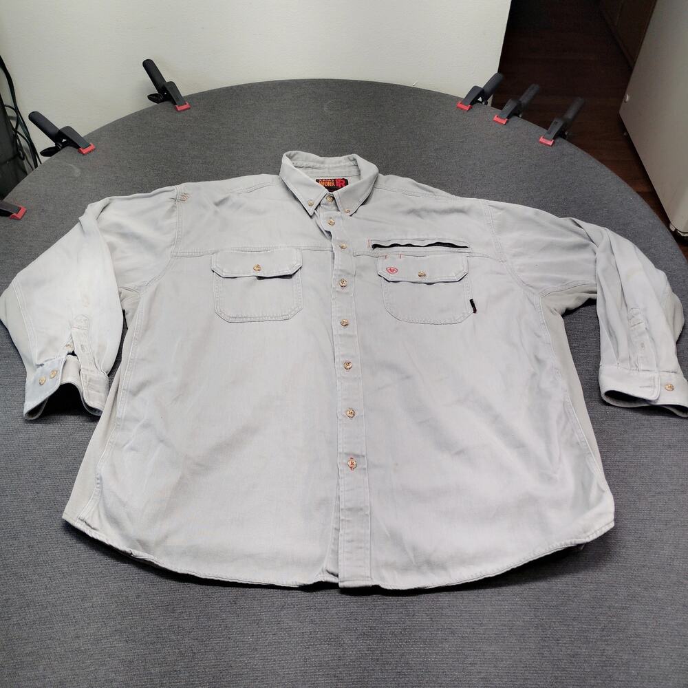 Ariat FR Solid Work Shirt Men's XXXLT Gray Flame Resistant Style 10012253
